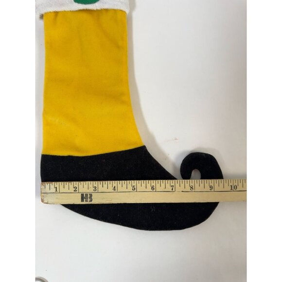 Yellow Elf-Themed Christmas Stocking With Embroidered Hat & Red Feather - Picture 11 of 12